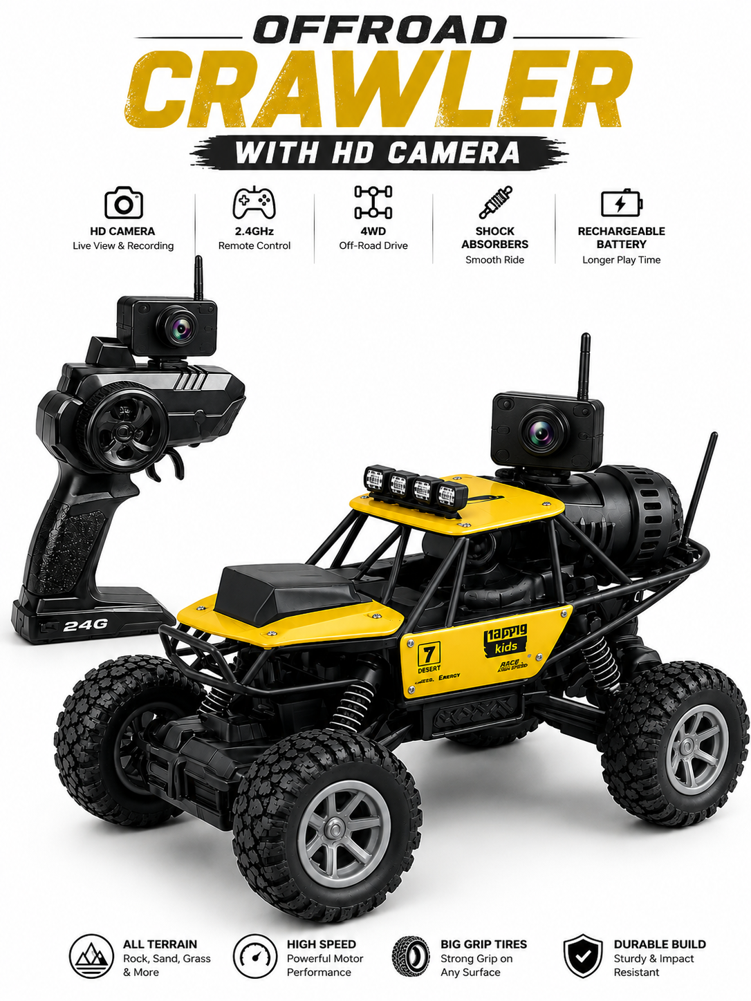 Offroad Crawler 4 x 2 With HD Camers